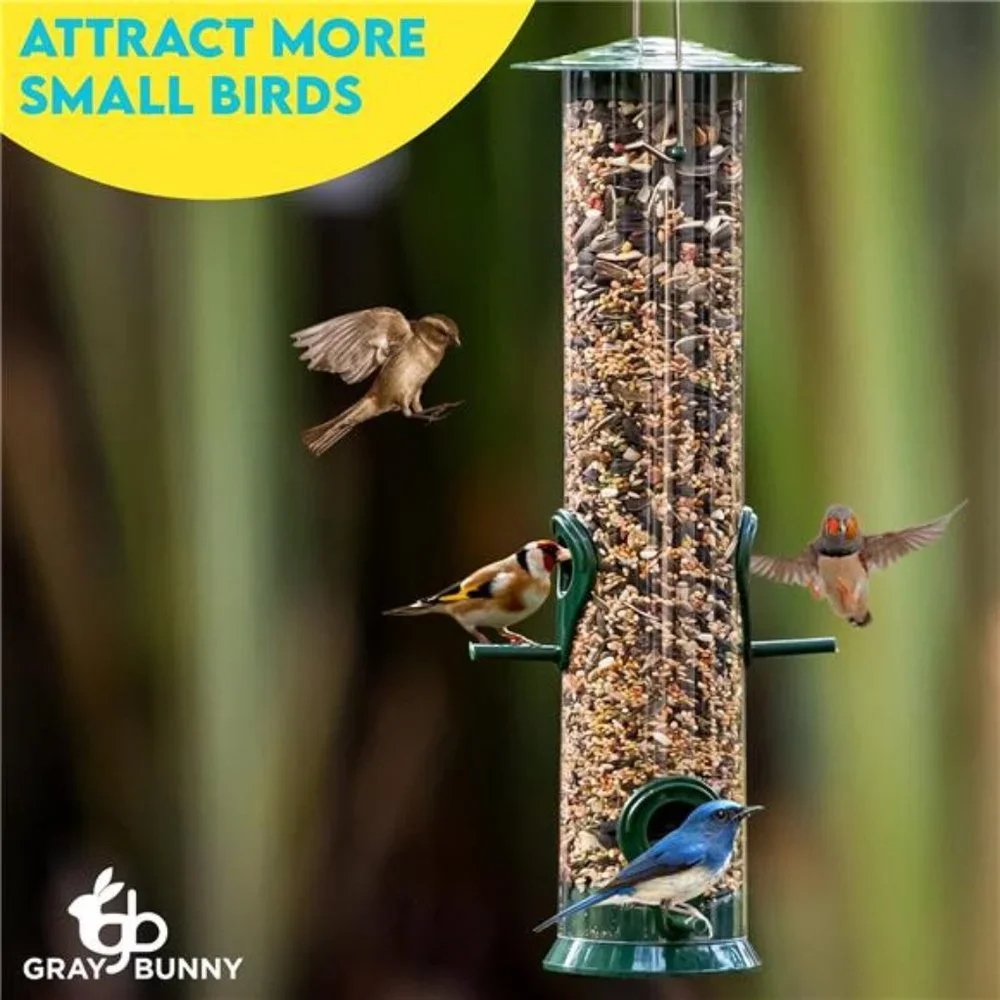 Tube Bird Feeders for Outdoors Hanging -4 Port Hanging Bird Feeders for Outdoors